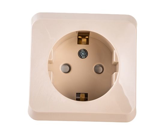 Розетка Schneider Electric 1-м ОП Этюд 16А с заземлением, защитные шторки, кремовая SchE PA16-004K – изображение 2