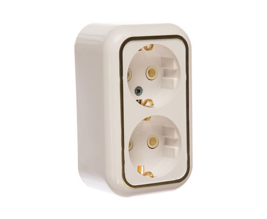 Розетка Кунцево-Электро ВАЛЕНТИНА открытой установки, с з/к двухместная РА16-826 З 5419 – изображение 2