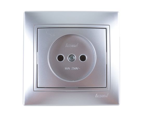Розетка Lezard MIRA без заземления, керамика, со вставкой, металлик серый 701-1010-121 – изображение 2