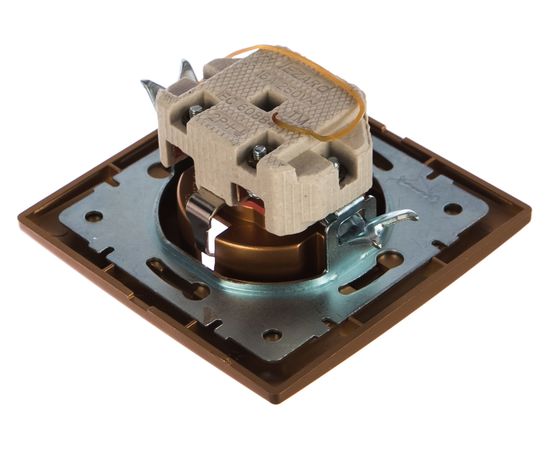 Розетка Lezard, MIRA, с защитой от детей, керамика, золотой металлик, со вставкой, 701-1313-124 – изображение 2