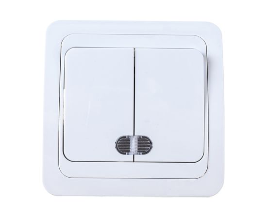 2 клавишный выключатель Econ Мимоза с подсветкой 10А белый 2113 – изображение 2