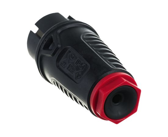 Кабельная вилка PCE 16A 220V 2P+E IP54 корпус черный, маркер красный 0511-sr – изображение 3