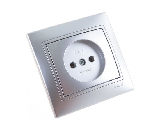 Розетка Lezard MIRA без заземления, керамика, со вставкой, металлик серый 701-1010-121 – изображение 3