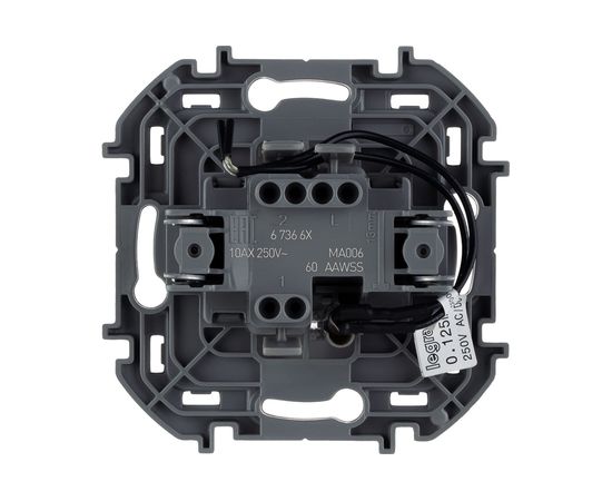 Одноклавишный переключатель Legrand с подсветкой - INSPIRIA - 10 AX - 250 В - белый 673660 – изображение 3