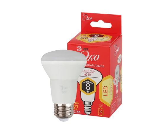Светодиодная лампа ЭРА ECO LED R638W827E27 рефлектор, 8 Вт, теплый, E27, 10/50/1500 Б0050300 – изображение 4