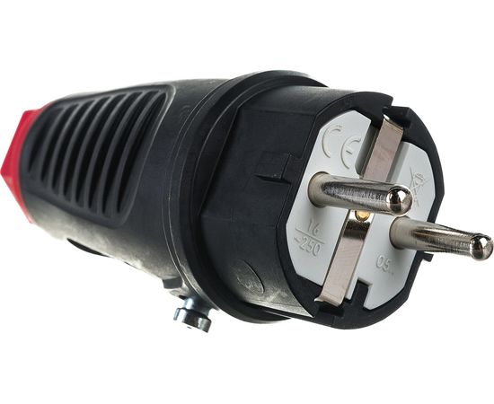 Кабельная вилка PCE 16A 220V 2P+E IP54 корпус черный, маркер красный 0511-sr – изображение 4