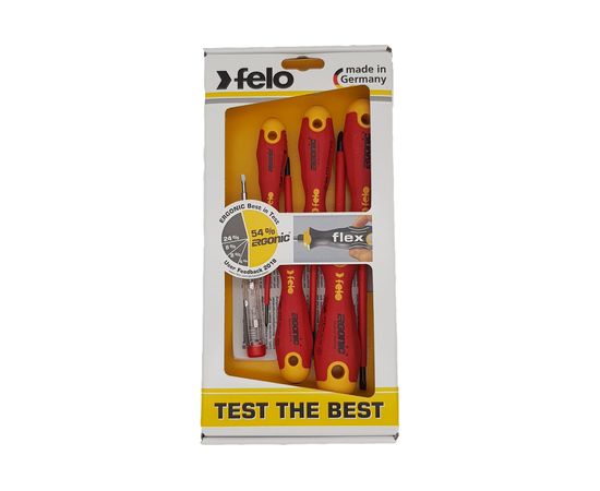 Набор диэлектрических отверток Felo Ergonic с тестером напряжения 6 шт 41396398 – изображение 5