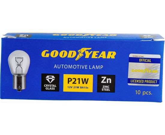 Автомобильная лампа накаливания Goodyear P21W 12V 21W BA15s коробка: 10шт. GY012221 – изображение 5