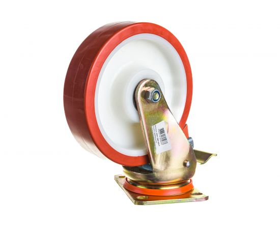Колесо сверхмощное полиуретановое поворотное с тормозом 200 мм MFK-TORG ED01 ZBP 200 F – изображение 2