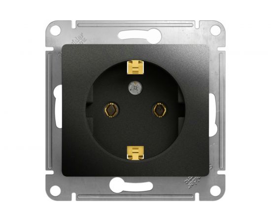 1-местный механизм розетки Schneider Electric скрытой проводки 1модуль Glossa 16А IP20 с заземлением антрацит GSL000743 