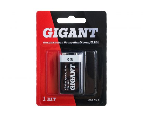 Батарейка Gigant Alkaline Крона/6LR61 блистер 1 шт. GBA-9V-1 