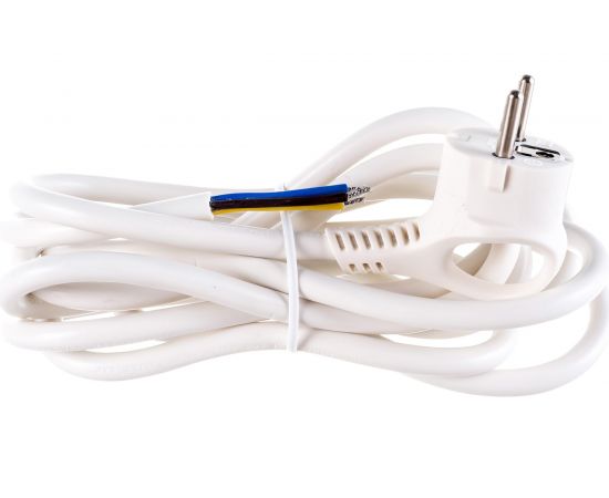 Сетевой шнур с вилкой ЭРА U-3x1,5-3m-W с заземлением 3м ПВС 3x1,5мм2 белый Б0048708 