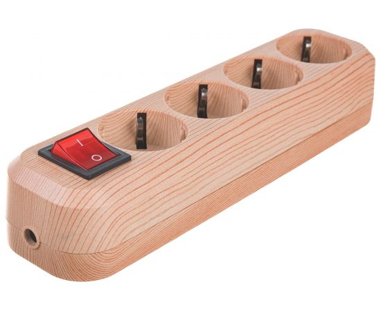 Розеточная колодка, 4 гнезда, с выключателем, сосна TDM SQ1806-0052 – изображение 2