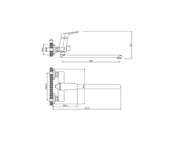 Смеситель для ванны OLIVES ARAGON 10221AN с длинным изливом – изображение 2