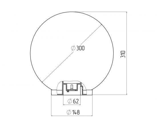 Садово-парковый светильник ЭРА НТУ 01100301 шар, D=300mm, Е27, белый, 4/16 Б0048737 – изображение 2