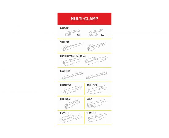 Щетка стеклоочистителя всесезонная бескаркасная бесшумная 17"/425 мм с адаптерами WOG WGC1403 – изображение 3