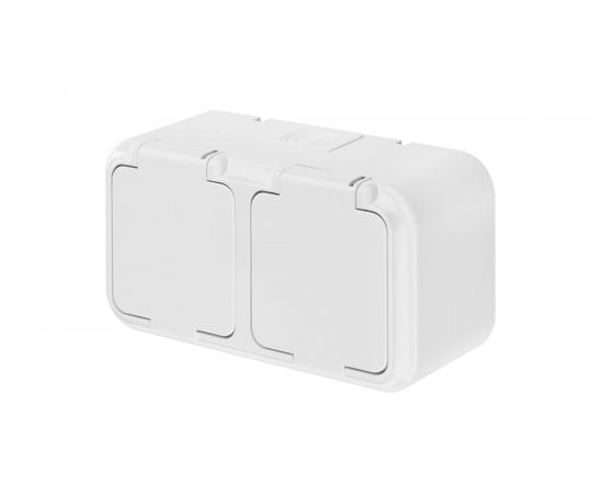 Розетка Bylectrica 2-местная ОУ с заз.конт. со шторкой IP54, серия ПРАЛЕСКА АКВА, белый, РА16-103 – изображение 3