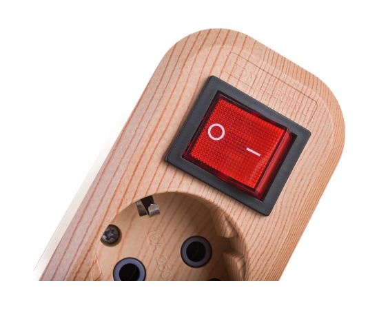 Розеточная колодка, 4 гнезда, с выключателем, сосна TDM SQ1806-0052 – изображение 3