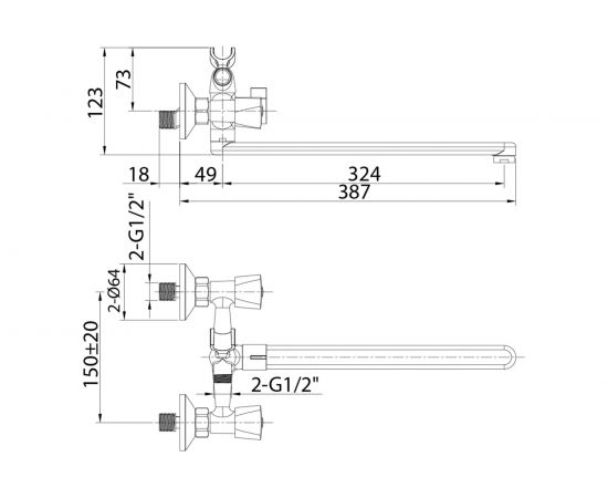 Смеситель для ванны Milardo Tring с длинным изливом TRISBL2M10 – изображение 3