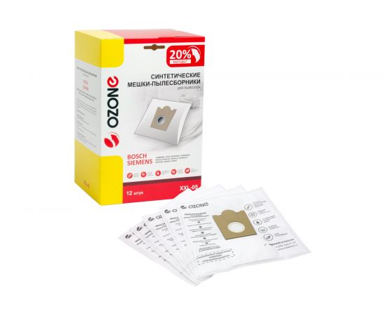 Мешки-пылесборники синтетические для пылесоса (12 шт; 2 микрофильтра) OZONE XXL-05 – изображение 4