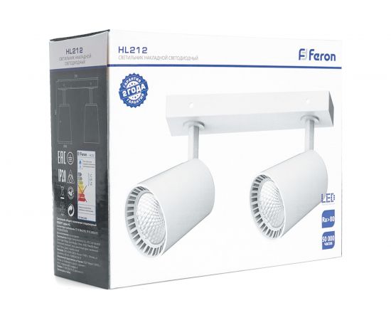 Накладной светодиодный светильник FERON для акцентного освещения, HL212, 2х12W, 4000K, белый 41500 – изображение 4