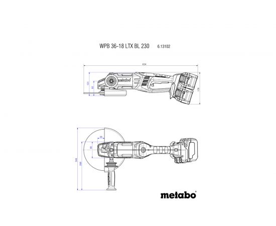 Аккумуляторная угловая шлифмашина Metabo WPB 36-18 LTX BL 230 613102840 – изображение 4