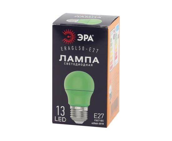 Светодиодная лампа ЭРА ERAGL50E27 LED A503WE27, груша, 13SMD, 3W, E27, для белтлайт, 10/100/3600, зеленый Б0049579 – изображение 4