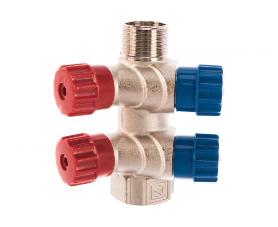 Коллектор с вентилем Valtec 2 выхода 3/4х 1/2 НР, никель VTc.560.N.0502 74965 – изображение 4