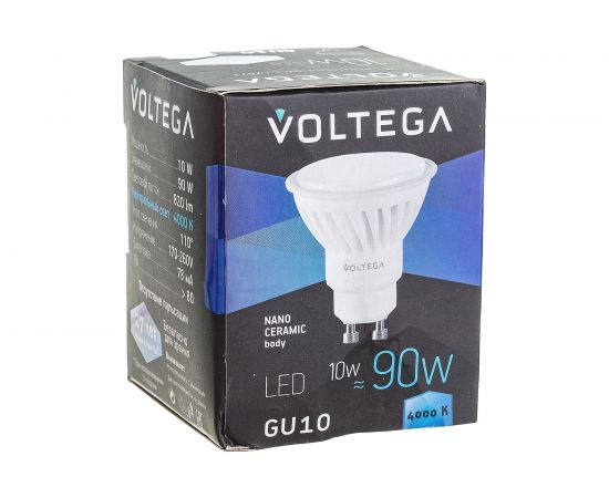 Светодиодная лампа VOLTEGA Софит GU10 4000К 10W Керамика 7073 – изображение 5