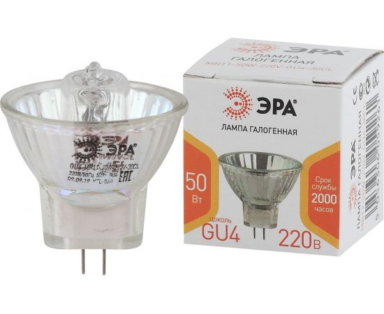 Галогенная лампа ЭРА GU4-MR11-50W-220V-30 CL, софитная, 50 Вт, нейтральный, GU4 Б0044095 – изображение 6