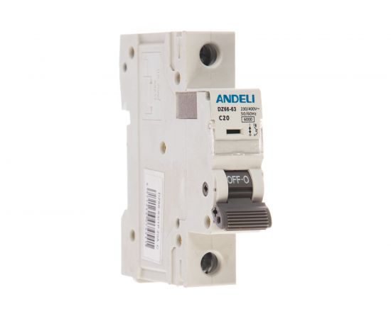Автоматический выключатель ANDELI DZ66-63/1P 20A 6kA х-ка C ADL01-229 
