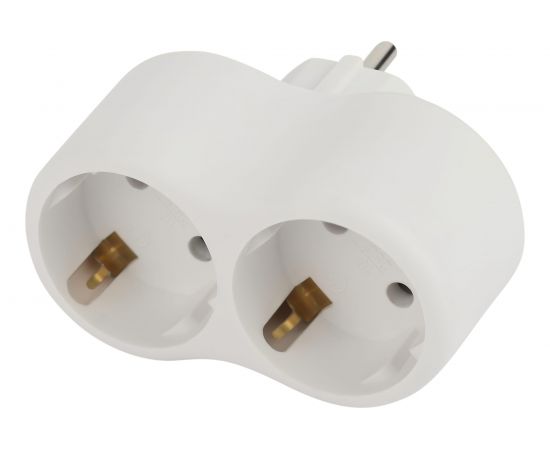 Электрический разветвитель ЭРА SPx-2e-W на 2 розетки с заземлением 16А белый, Б0053478 