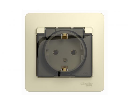 Розетка Schneider Electric 1-м GLOSSA с заземлением, защитные шторки, с крышкой IP20 бежевый SchE GSL000246 
