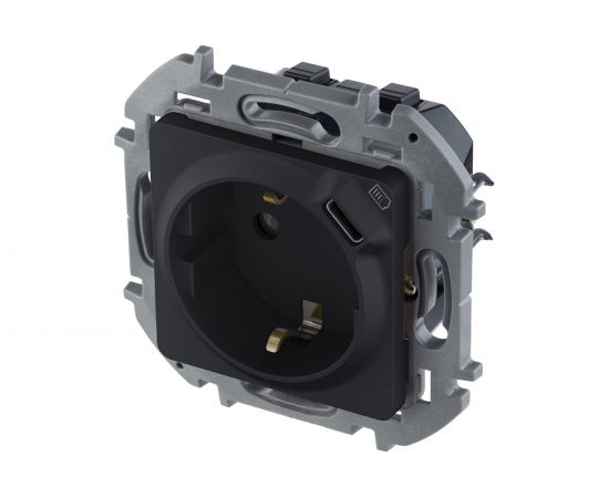 Розетка 2К+З 16А 250В с зарядным устройством USB C Legrand 1.5А 5В - INSPIRIA - антрацит 673773 – изображение 2