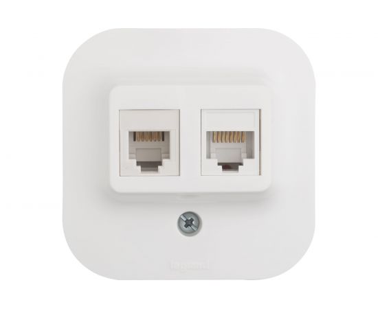 Розетка компьютерная + телефонная Legrand 1-м ОП Quteo 2мод. Leg 782221 255263 – изображение 2