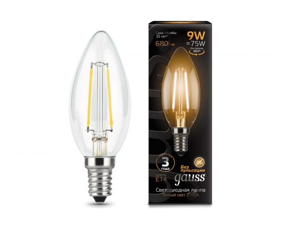 Лампа Gauss LED Filament Свеча E14 9W 680lm 2700К 103801109 – изображение 2