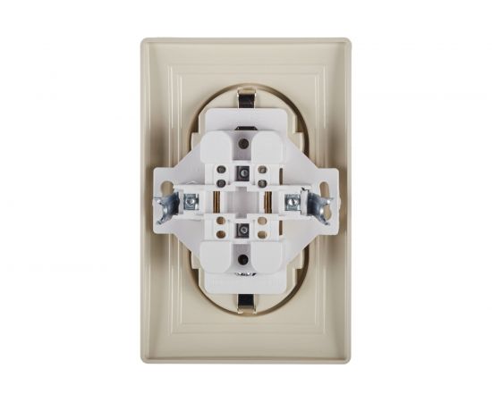 Двойная розетка Aling-conel PRESTIGE 16A 250В с поликарбонатовой вставкой, бежевая 604.99 113061 – изображение 3