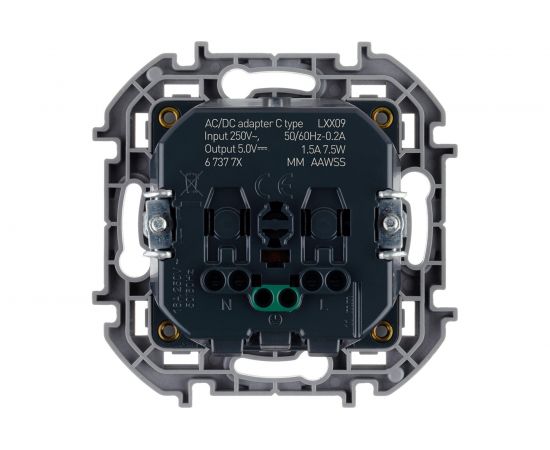 Розетка 2К+З 16А 250В с зарядным устройством USB C Legrand 1.5А 5В - INSPIRIA - антрацит 673773 – изображение 3