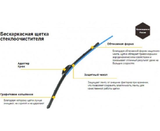 Щетка с/о бескаркасная каучук Hook 45 см Хорс Н-45-ХОРСWIPER – изображение 3