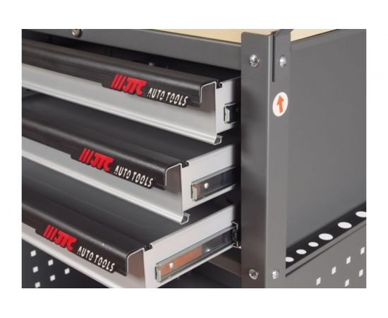 Инструментальная тележка (3 секции, серая, на колесах, с открытым отсеком) JTC 5516 – изображение 4