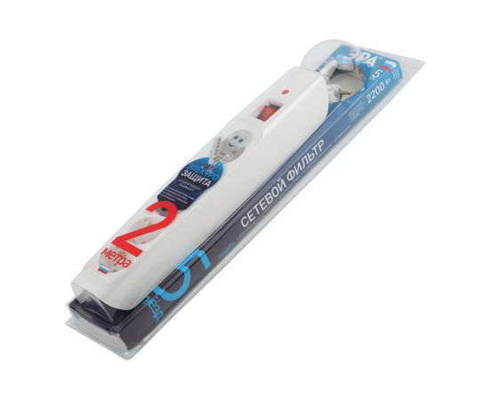 Сетевой фильтр ЭРА SFX-5es-2m-W с заземлением, с выключателем, 10A, 5 гнезд, 2м, белый 10/120 Б0044019 – изображение 4