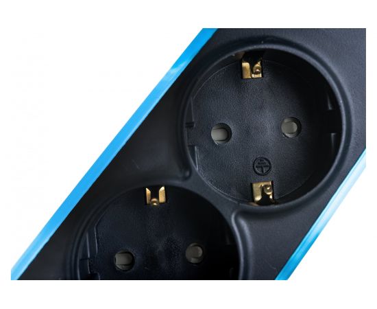 Electraline Удлинитель 5Р+2USB с выключателем 3x1-2М с заземлением силикон черно-синий 62157 – изображение 4