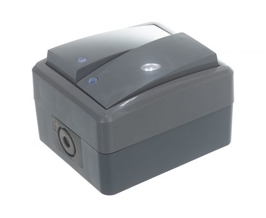 Двойной выключатель с подсветкой ЭРА 11-1405-03 IP54, 10АХ-250В, ОУ, Эксперт, серый Б0020678 – изображение 5