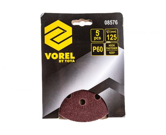 Круг шлифовальный абразивный с перфорацией (5 шт; 125 мм; Р60) для резиновых дисков VOREL 8576 – изображение 6