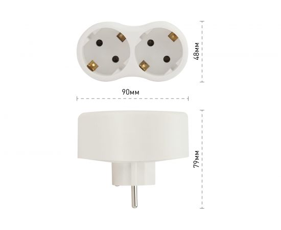 Электрический разветвитель ЭРА SPx-2e-W на 2 розетки с заземлением 16А белый, Б0053478 – изображение 7