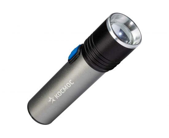 Ручной аккумуляторный фонарь КОСМОС 3Вт LED, линза, зум, Li-ion18650 1200mAh, анодированный алюминий, USB-шнур KOS111Lit 