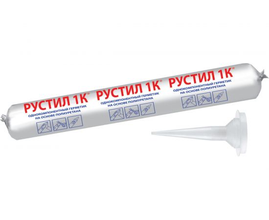 Герметик Рустил 1К 600 мл коричневый RAL 8017 и насадка к пистолету для герметика 61458142 