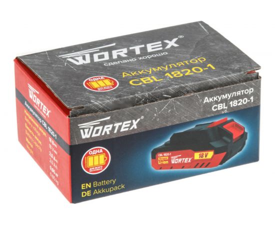 Аккумулятор CBL 1820-1 ALL1 18 В, 2 А*ч, Li-Ion WORTEX 0329193 – изображение 3