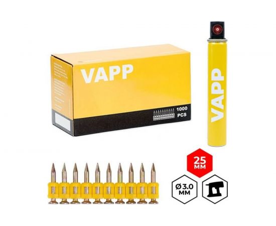 Усиленные гвозди для монтажного пистолета VAPP 25х3 мм, с газовым баллоном 165 мм VAPP.G-CN325 