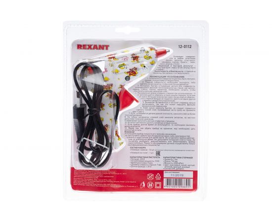 Клеевой пистолет с набором цветных стержней Rexant 12 шт. 12-0112 – изображение 6